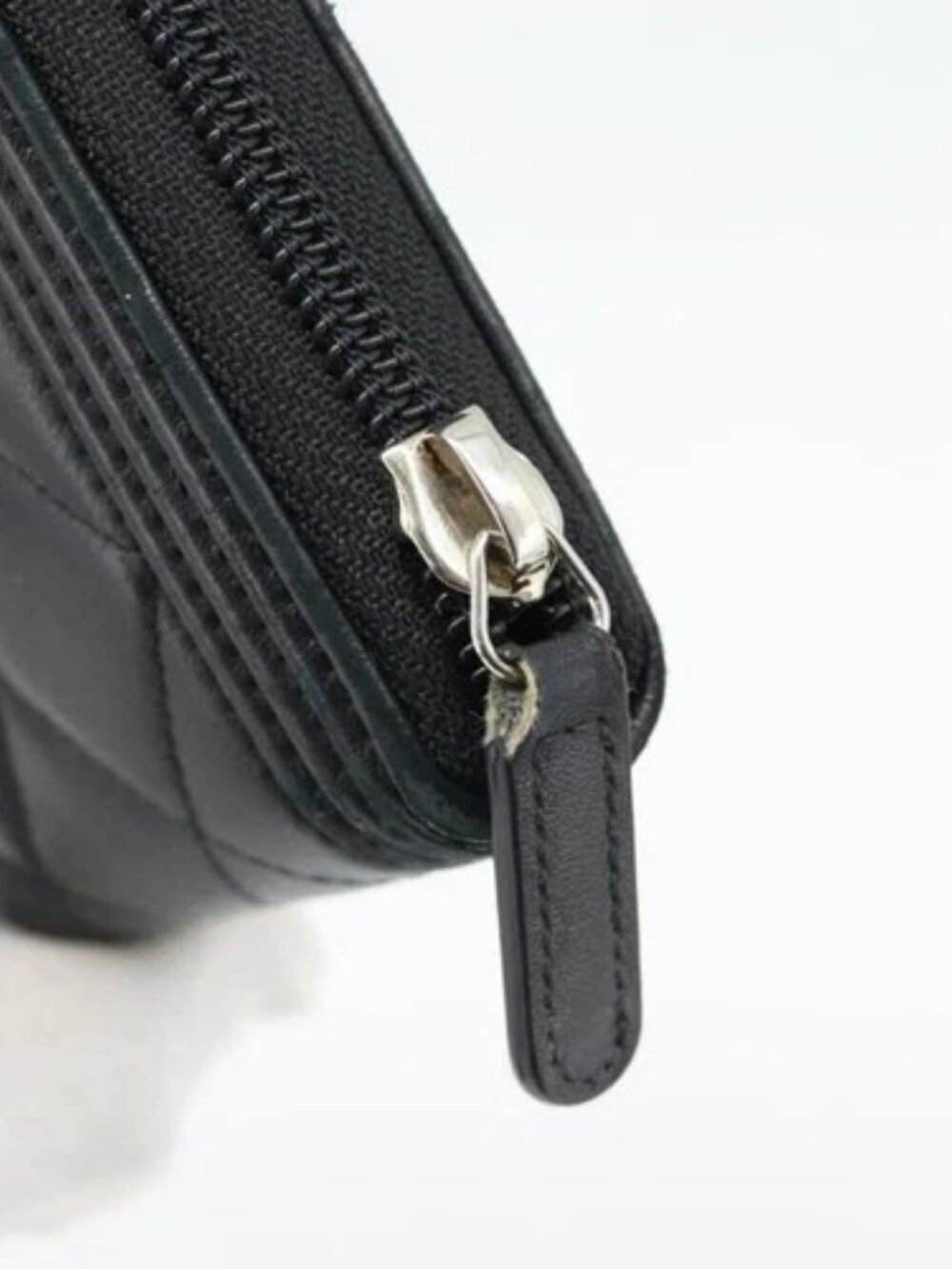 CHANEL Boy Chanel Long Wallet Lamb Skin Black Gold CC Auth 181946V - Picture 12 of 16